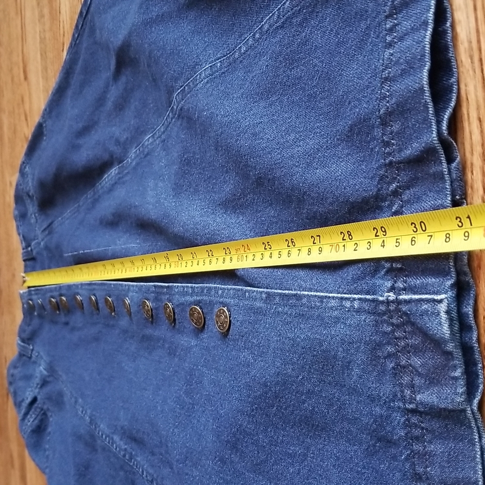 Blanche Porte Vintage Full Denim Skirt 100% Cotton A-Line Button Front Midi - Picture 3 of 8